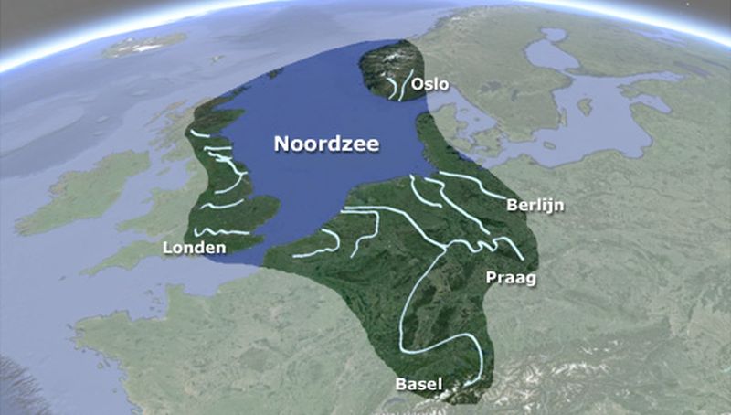 Stroomgebied van de Noordzee | ©Ecomare, Google Earth 