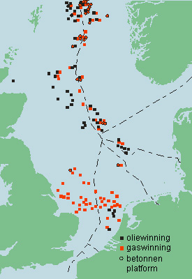 Boorplatforms en scheepvaartroutes op het NCP | © Ecomare, Gerbrand Gaaff