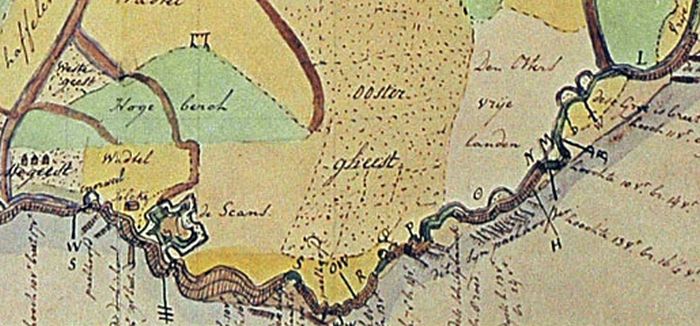 Zeewering van Zuidoost Texel | © Detail uit de kaart van Langedijck, 1595