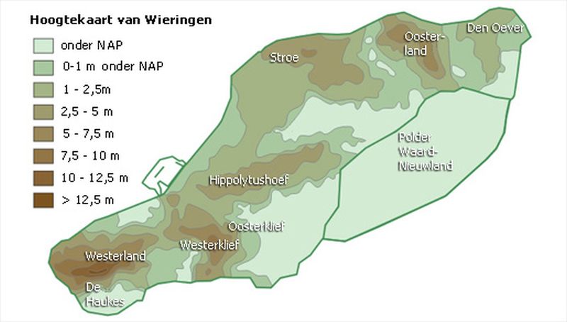 Hoogtekaart van Wieringen | © Bert de Vries, eARTh works!, Wieringen