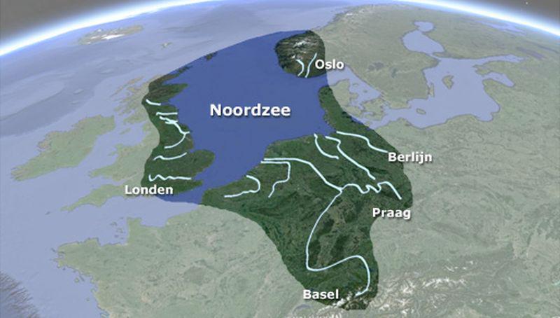 Stroomgebied van de Noordzee | ©Ecomare, Google Earth 